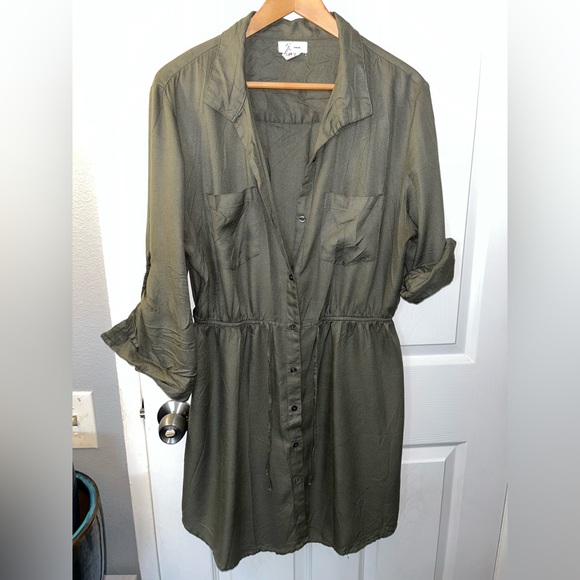 LLove Dresses & Skirts - Japra | Dark Green Button Down Shirt Dress